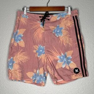 Hurley Phantom Board Shorts 32 Pink Floral Surf Swim Trunks Stretch 4 Way Beach